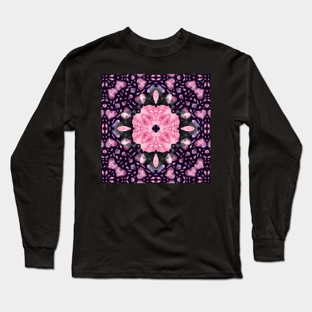 Crystal Hearts and Flowers Valentines Kaleidoscope pattern (Seamless) 28 Long Sleeve T-Shirt by Swabcraft